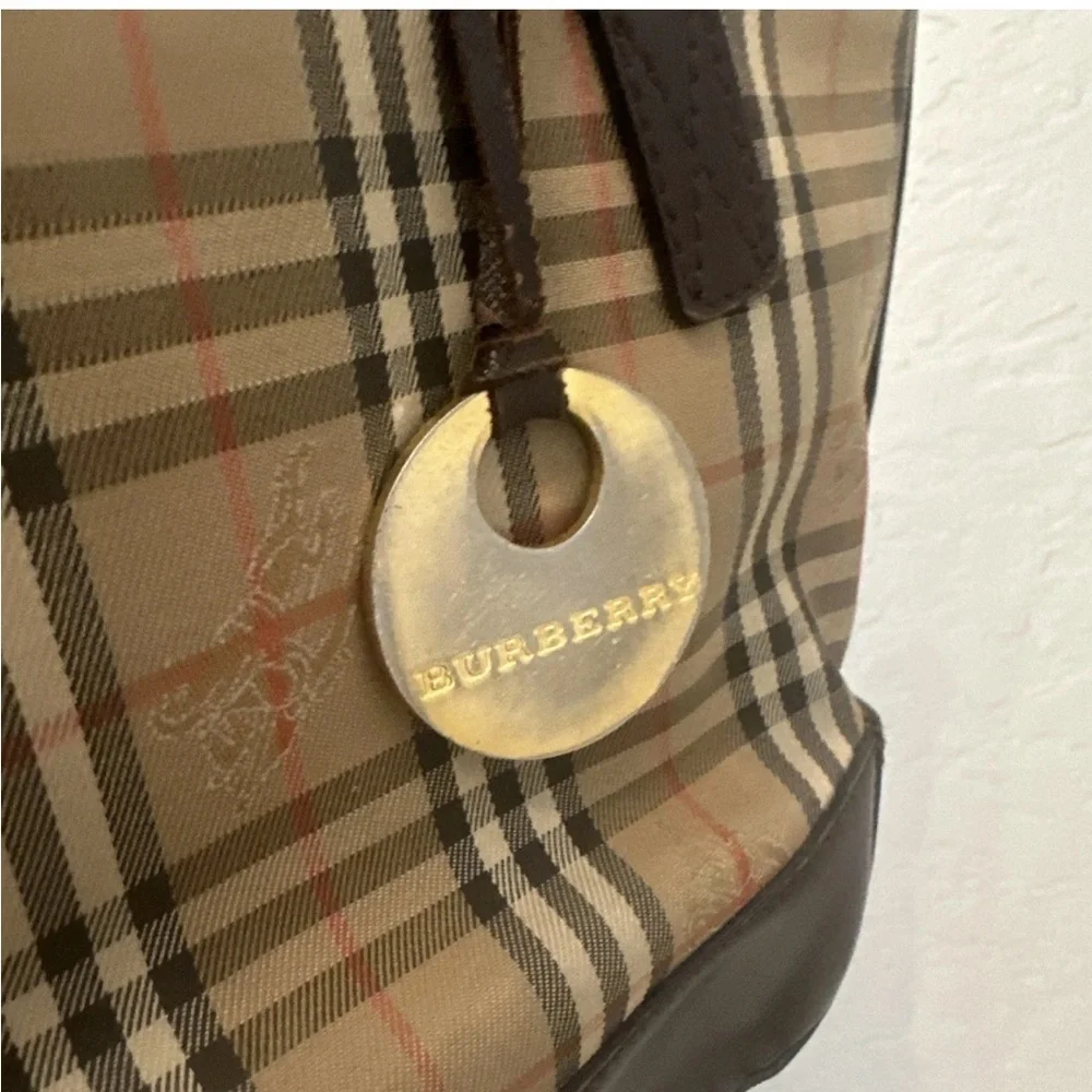 Vintage Burberry Nova Check Mini Tote Bag Beige Brown Y2K - Picture 11 of 15